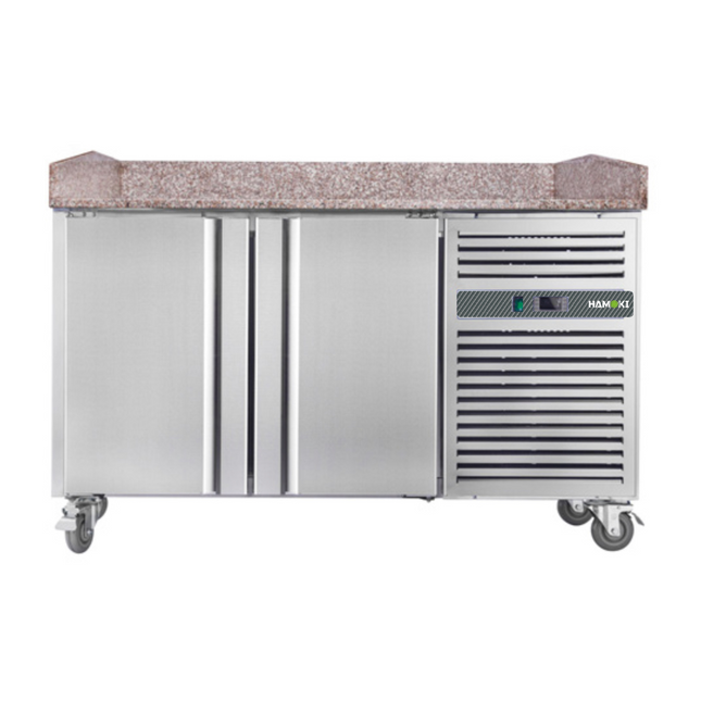 221032 - 2 Door Refrigerated Pizza Counter with Granite Worktop - 380L (PZ2600)