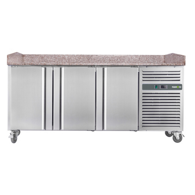 221033 - 3 Door Refrigerated Pizza Counter with Granite Worktop - 485L (PZ3600)