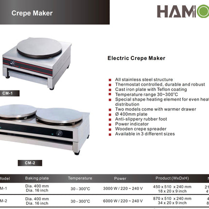101040 - Crepe Maker 400mm - Twin Crepe Tray