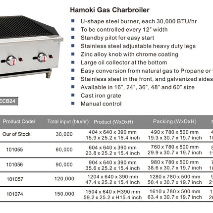 101055 - Gas Countertop Charbroiler - Dual Control