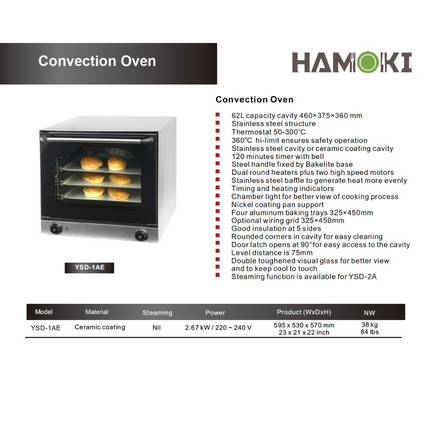 101009 - Convection Oven - 62 Litres with Enamelled Chamber