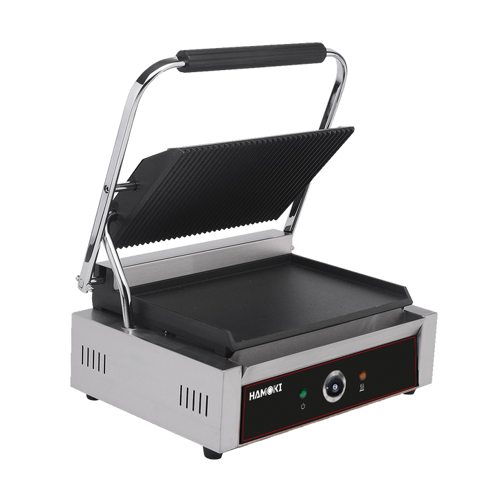 101016 - Contact Grill Single / Ribbed Top and Smooth Bottom