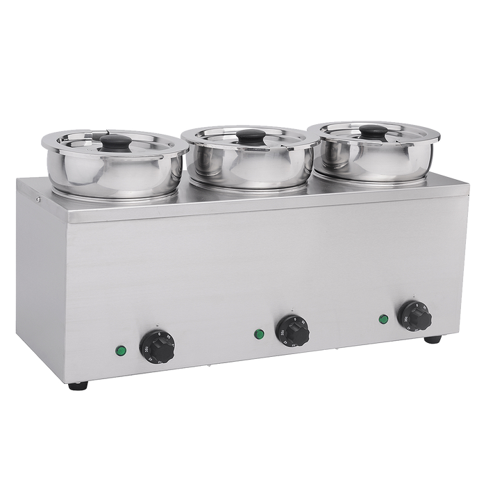 101049 - Electric Wet Heat Bain Marie Triple Round Pots - 3x3.5Ltr, Plug In
