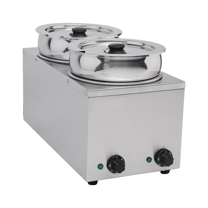 101051 - Electric Wet Heat Bain Marie with 2 Round Pots - 2x6.5Ltr, Plug In