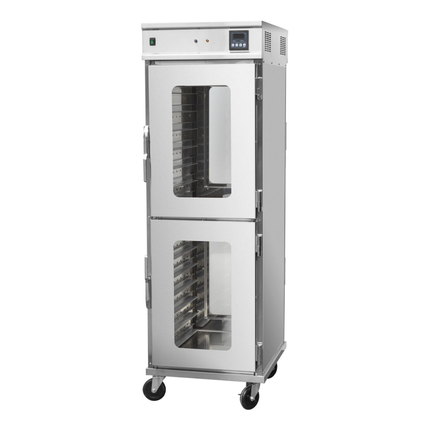 101108 - Freestanding 2 Tier Pass Through Mobile Hot Holding Cabinet - 14 Shelves - HC-14