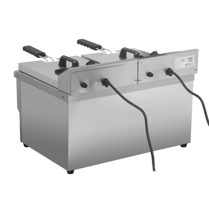 101110 - Commercial Countertop Electric Fryer - 8+8 Litre (Oil) Twin Tank with Drain Tap