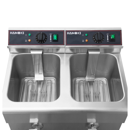 101110 - Commercial Countertop Electric Fryer - 8+8 Litre (Oil) Twin Tank with Drain Tap