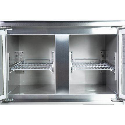 221036 - 2 Door Refrigerated Salad Prep Counter with Stainless Steel Lid and Worktop - 215L (PS200)