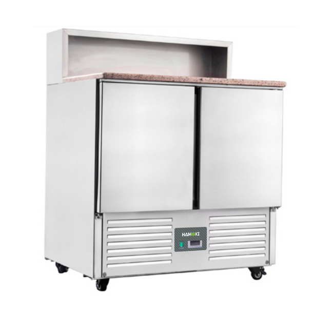 221037 - 2 Door Refrigerated Salad Prep Counter with Granite Worktop - 215L (PS900)