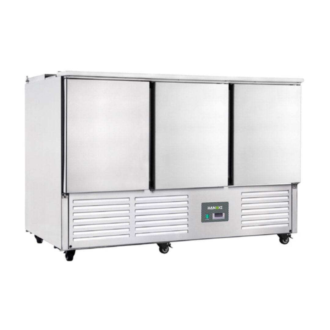 221040 - 3 Door Refrigerated Salad Counter with Lid and Polyethylene Cutting Board - 346L (S903)