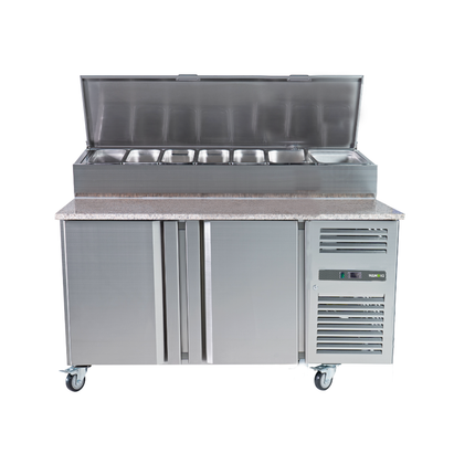 221050 - 2 Door Refrigerated Sandwich Counter with Granite worktop - 394L