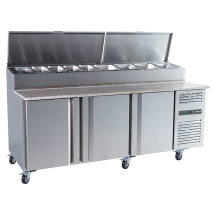 221051 - 3 Door Refrigerated Sandwich Counter with Granite Worktop - 524L