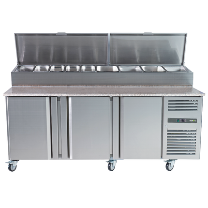 221051 - 3 Door Refrigerated Sandwich Counter with Granite Worktop - 524L