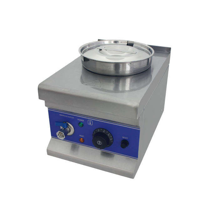 291001 - Hamoki BM-4 Single Round Pot Wet Heat Bain Marie – 4L, Plug In with Drain Tap