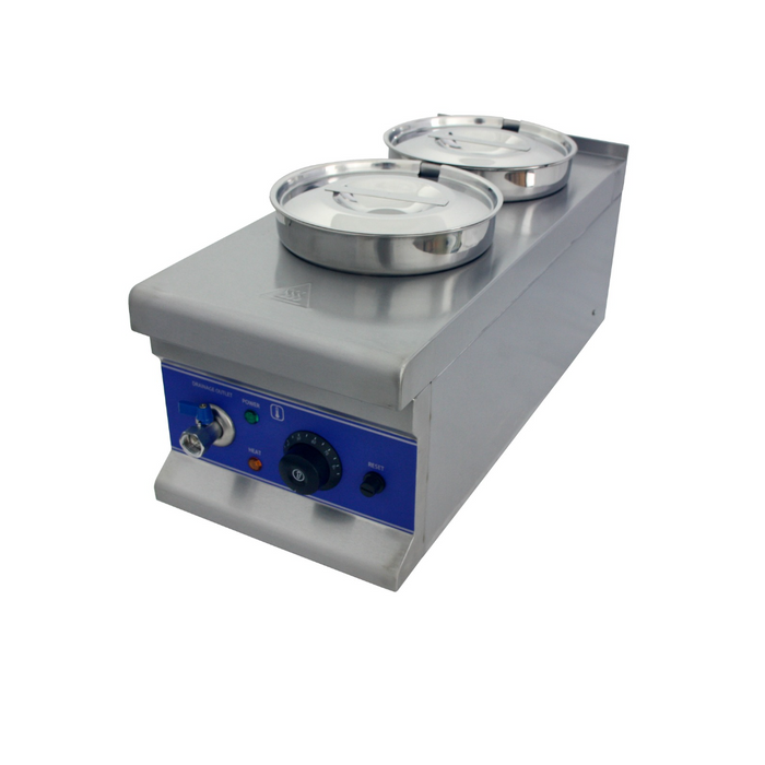 291002 - Hamoki BM-4x2 Twin Round Pot Wet Heat Bain Marie – 2x4L, Plug In with Drain Tap