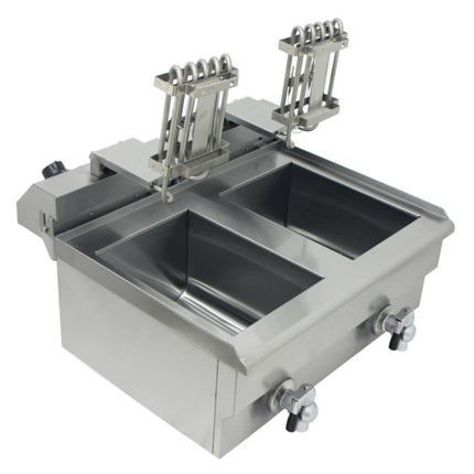 291019 - Countertop Commercial Electric Fryer - 2x9.5 Litre (Oil) Twin Tank with Drain Taps | EF-132V-P