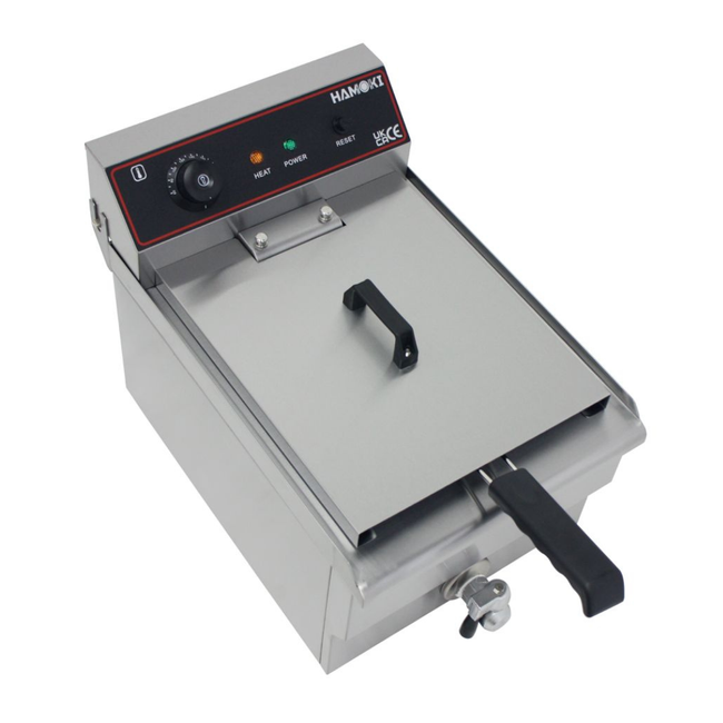 291020 - Countertop Commercial Electric Fryer - 11.5 Litre (Oil) Single Tank with Drain Tap | EF-161V-P