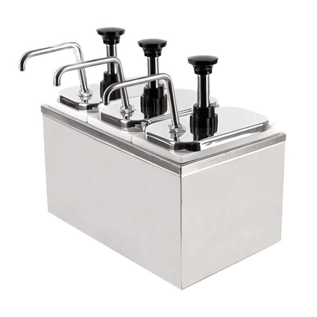 301082 - Condiment/Sauce Dispenser with Stainless Steel Pump 3 x 2 Litre