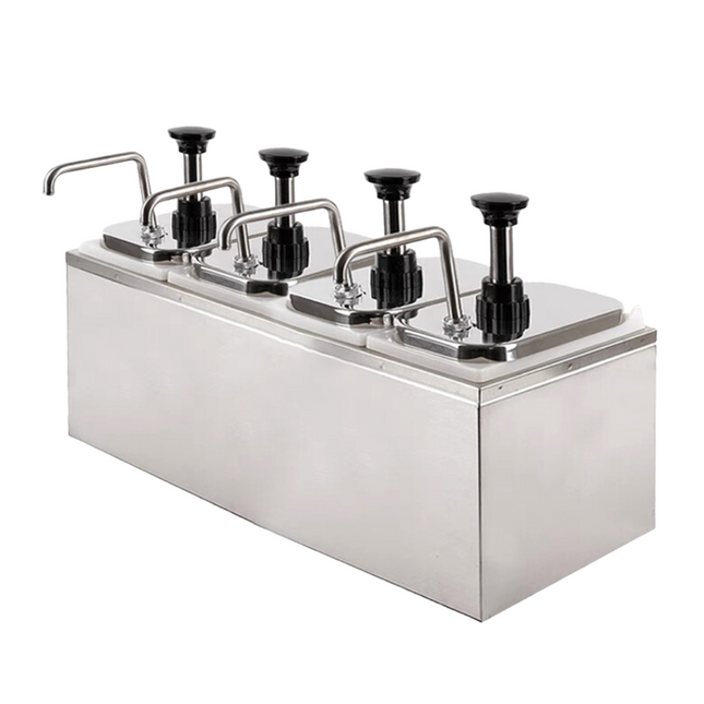 301083 - Condiment/Sauce Dispenser with Stainless Steel Pump 4 x 2 Litre