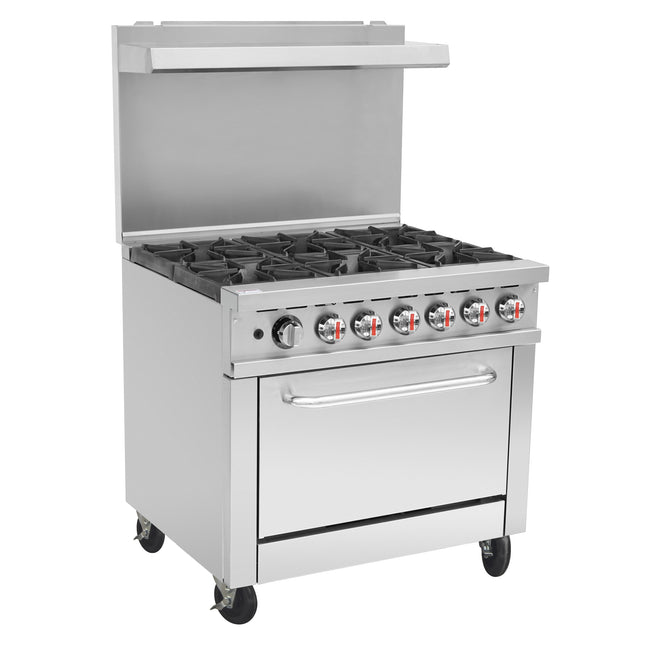 101115 - Ferrowick Gas Range 6 Open Burner with Oven plus 610mm Backsplash HKR-6S-H