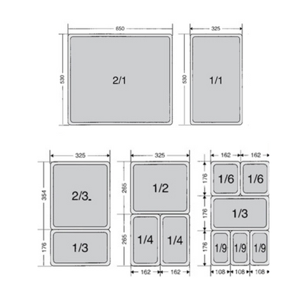 301024 - Stainless Steel Gastronorm Pan GN 1/1 Depth 20mm (1 box/6 units)