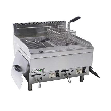 101119 - Commercial Countertop Gas Fryer - 2x9.5 Litre (Oil) Twin Tank with Drain Tap | 6G-TRC-2