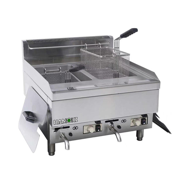 101119 - Commercial Countertop Gas Fryer - 2x9.5 Litre (Oil) Twin Tank with Drain Tap | 6G-TRC-2