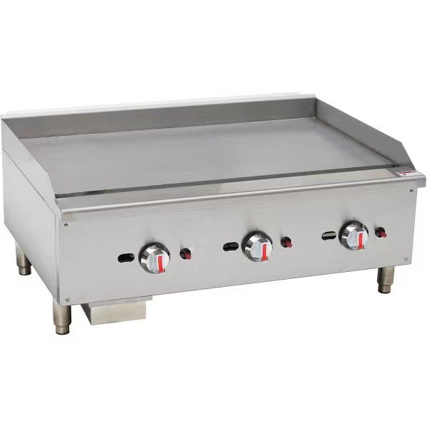 101059-P - Gas Countertop Griddle with Chrome Plate - Triple Control