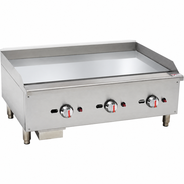101059-P - Gas Countertop Griddle with Chromed Plate - Triple Control