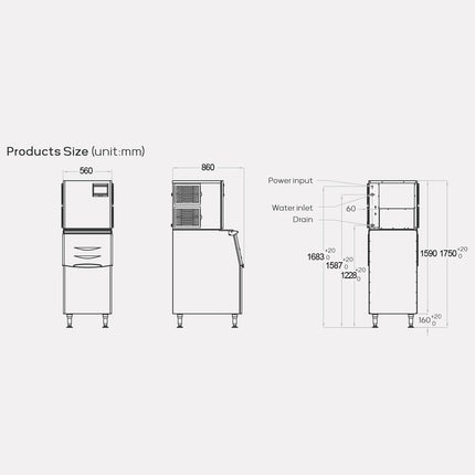 281007 - Cube Ice Machine 160kg (HAM-159K)